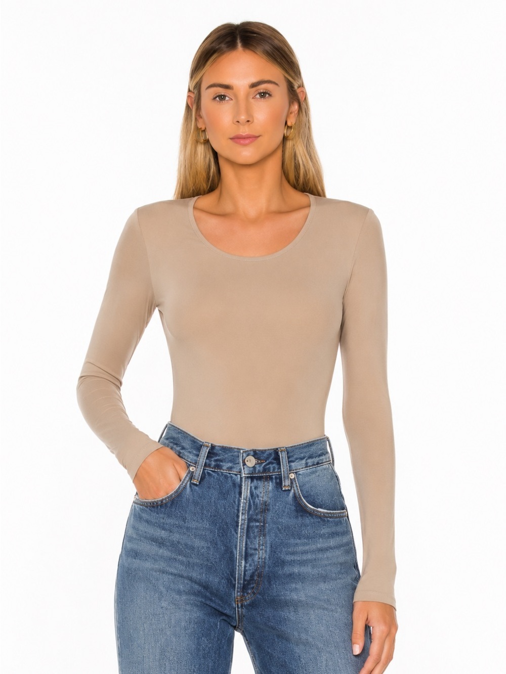 House of Harlow Nude Bodysuit Long Sleeve Excellent Size L